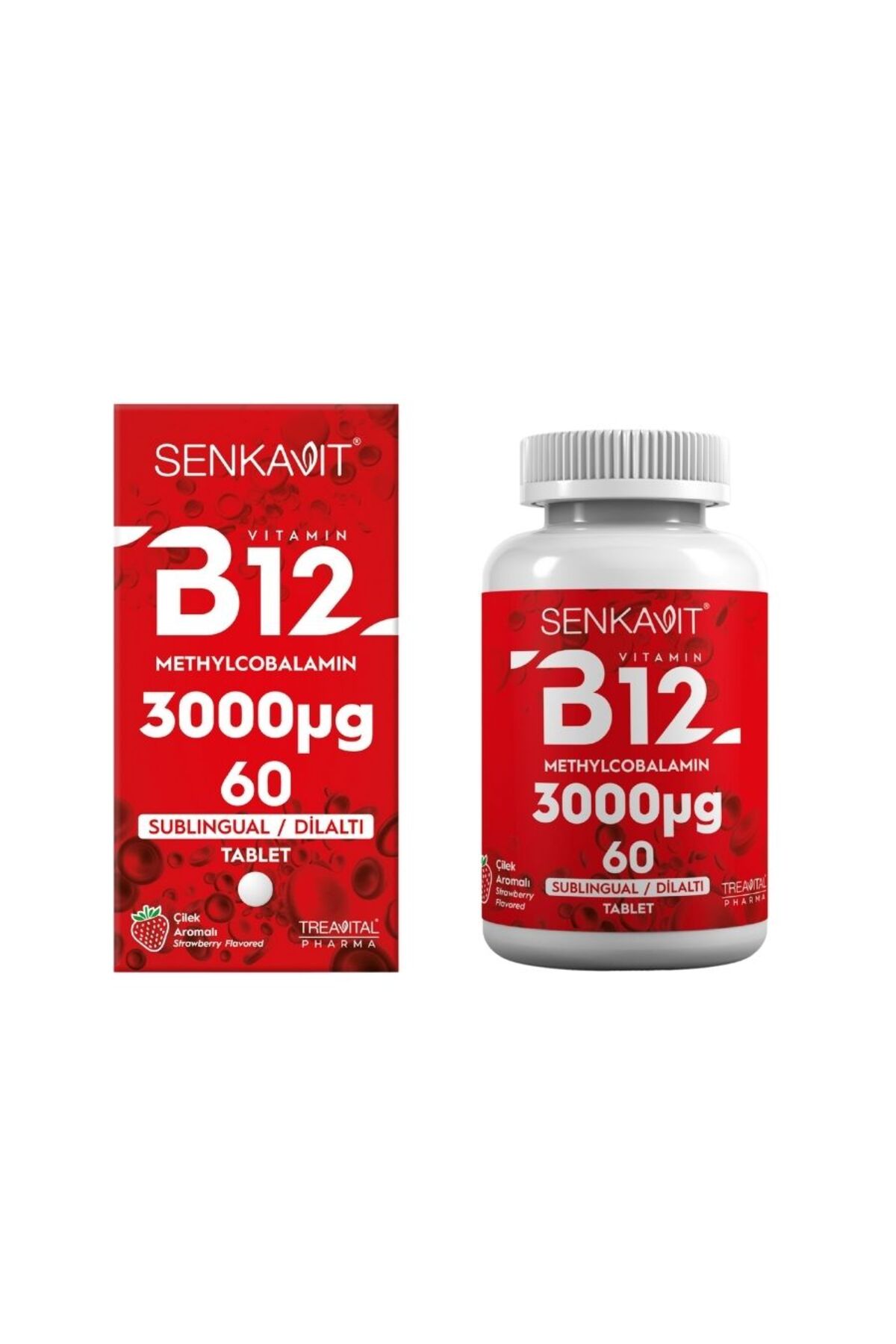 B12 3000 Mcg Dil altı (Sublıngual) 60 tablet Çilek Aromalı