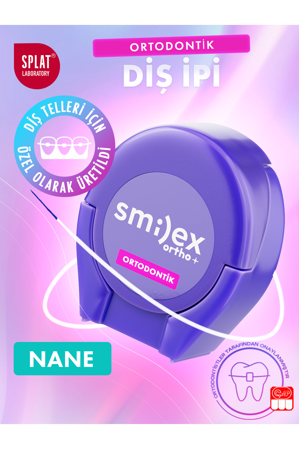 Diş Telleri İçin Özel Smilex Ortho+ Nane Aromalı Diş İpi