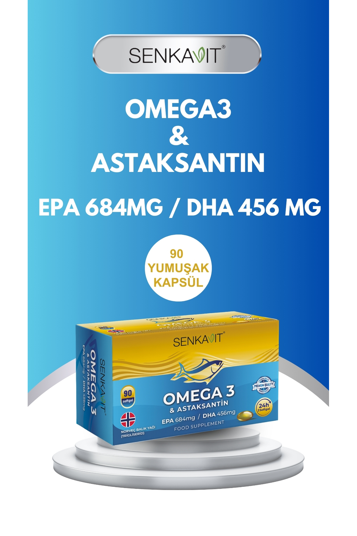 Omega 3 ve Astaksantin İçeren Yumuşak Kapsül 90 lı