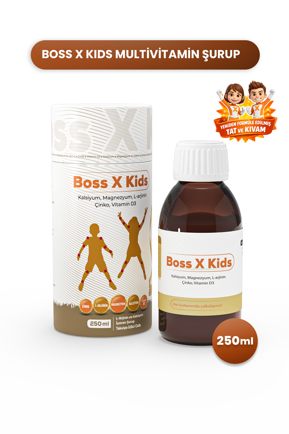 Boss X Kids - Kalsiyum, Magnezyum, L-Arjinin, Çinko, Vitamin D3 İçeren Çocuk Multivitamin Takviyesi